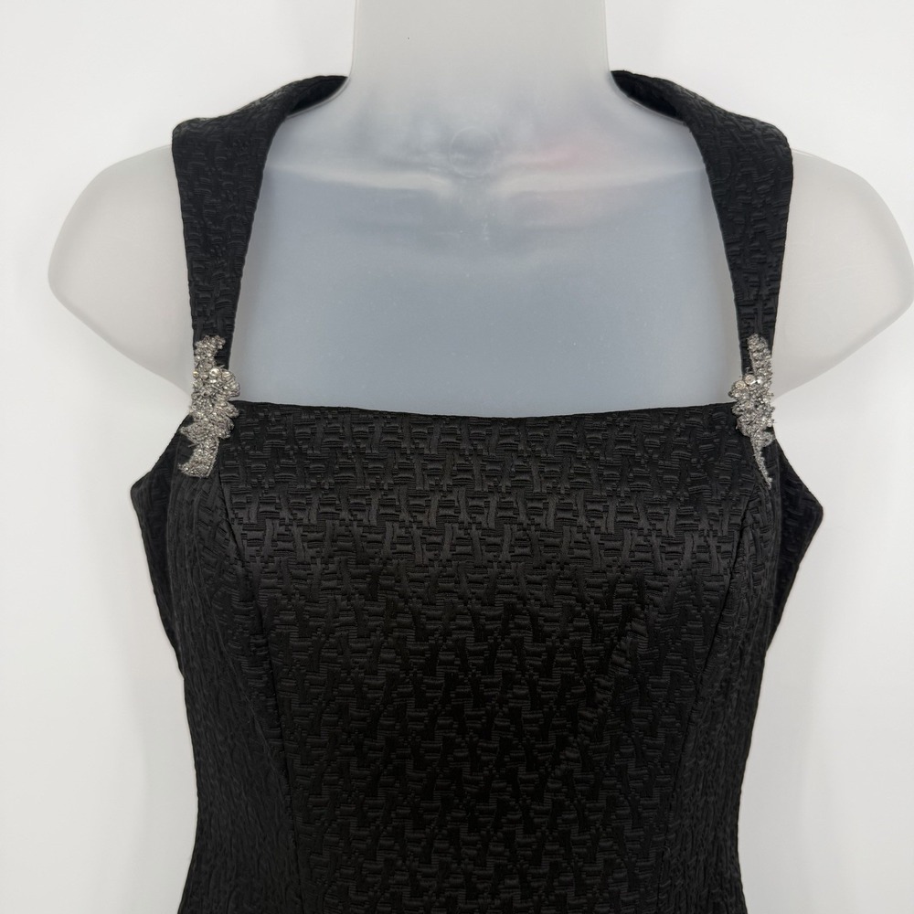 VTG Badgley Mischka Sz 2 Fit & Flare Cocktail Dress Embellished Straps Textured - Picture 4 of 9
